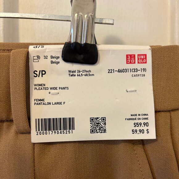 Uniqlo - NWT Pleated Wide Pants - Sz. S - Picture 5 of 6